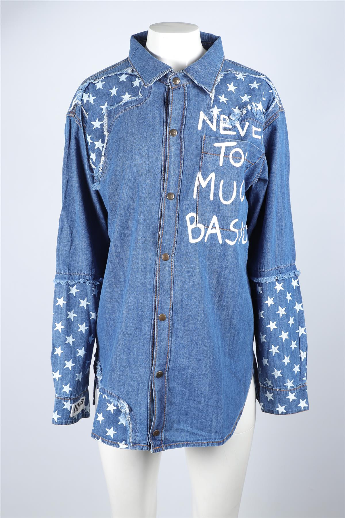 FAITH CONNEXION BLUE DENIM SHIRT SMALL