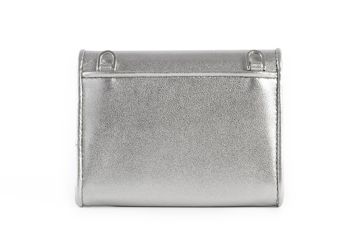 MIU MIU SILVER LEATHER WALLET ON CHAIN