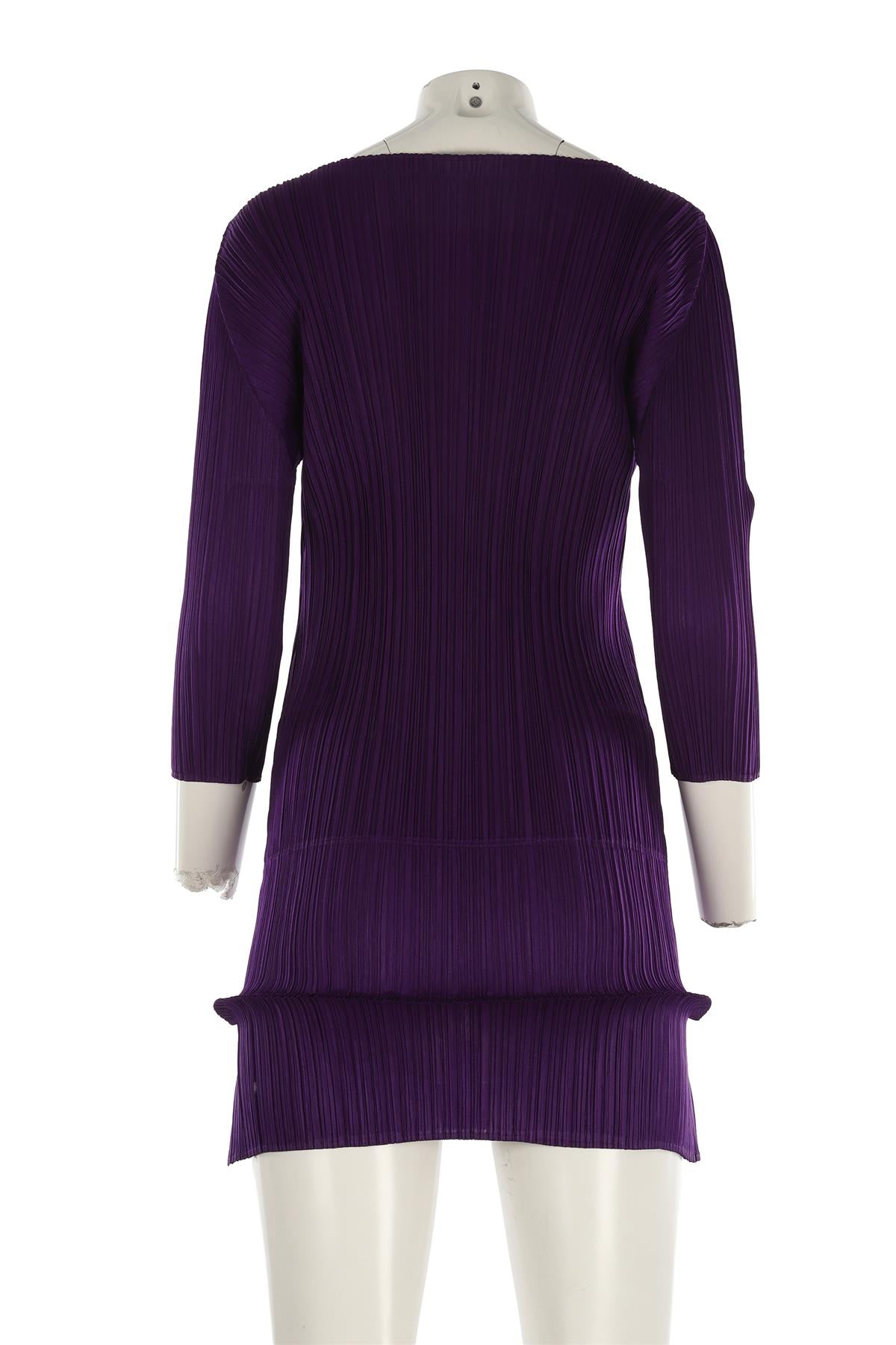 PLEATS PLEASE ISSEY MIYAKE PURPLE CREPE TOP JP 3 UK 8