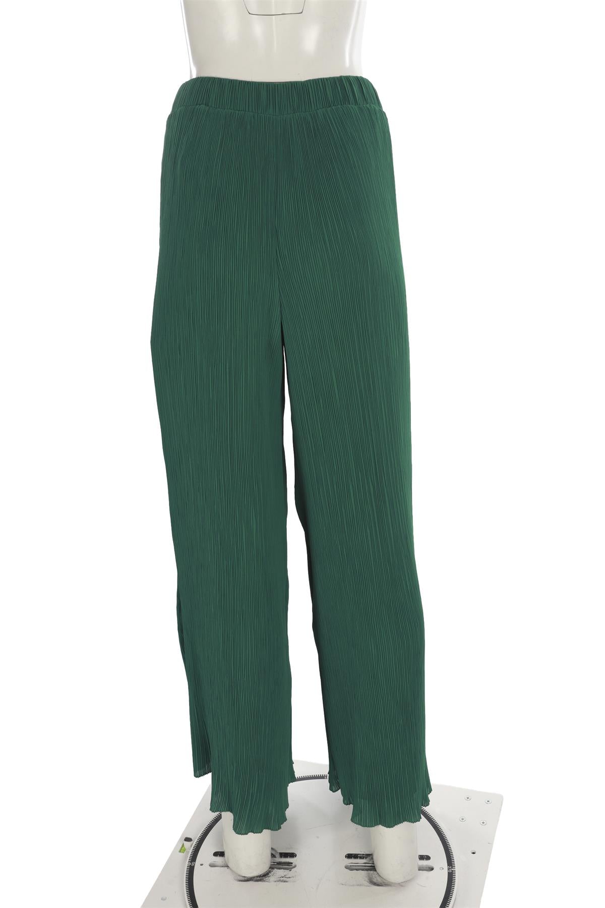 OFF-WHITE GREEN PLISSE WIDE LEG PANTS IT 40 UK 8