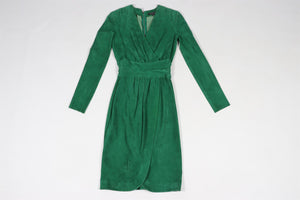 JITROIS GREEN SUEDE MIDI DRESS FR 36 UK 8