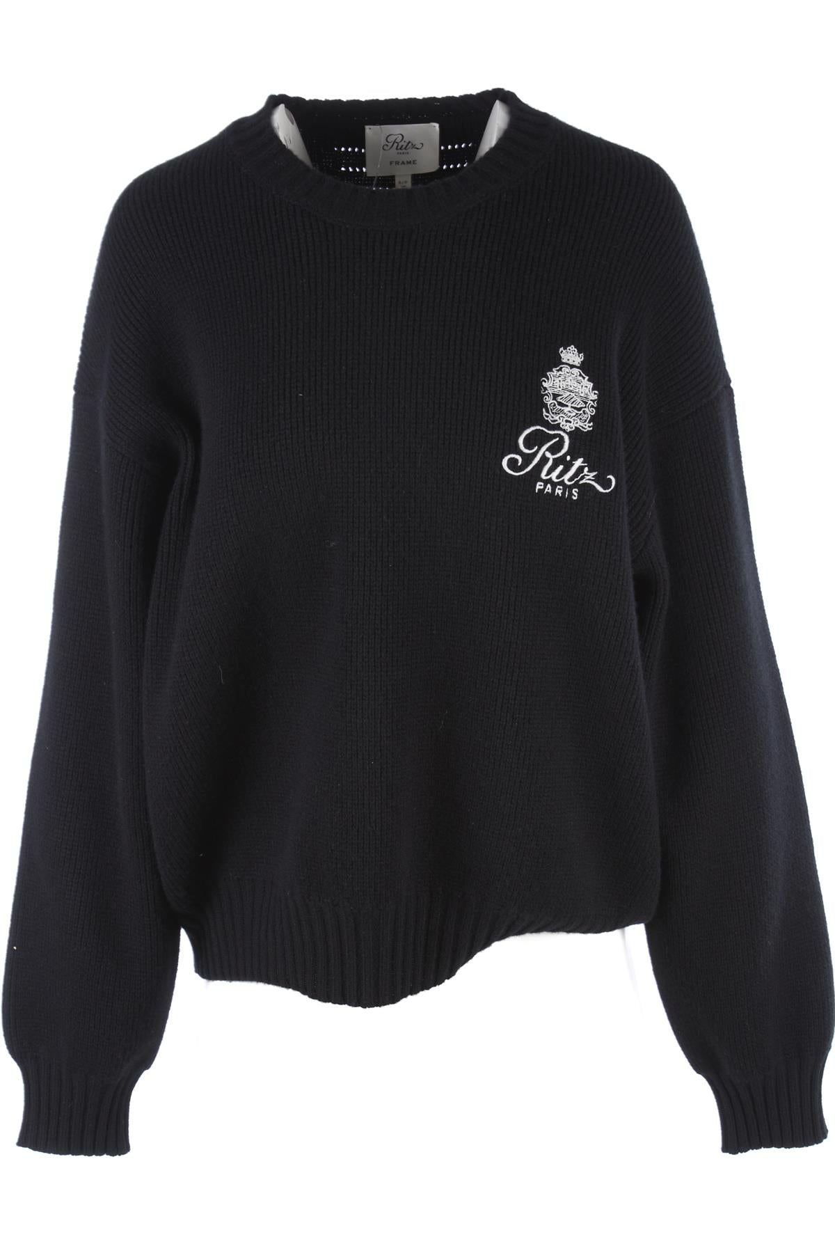FRAME + RITZ PARIS BLACK CASHMERE SWEATER SMALL