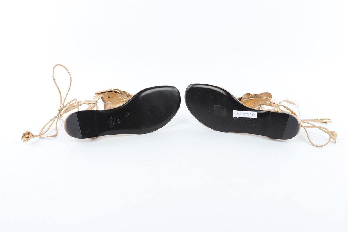 VALENTINO GARAVANI GOLD LEATHER SANDALS EU 37.5 UK 4.5 US 7.5