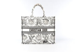 CHRISTIAN DIOR WHITE BOOK LARGE TOILE DE JOUY SOLEIL CANVAS TOTE BAG
