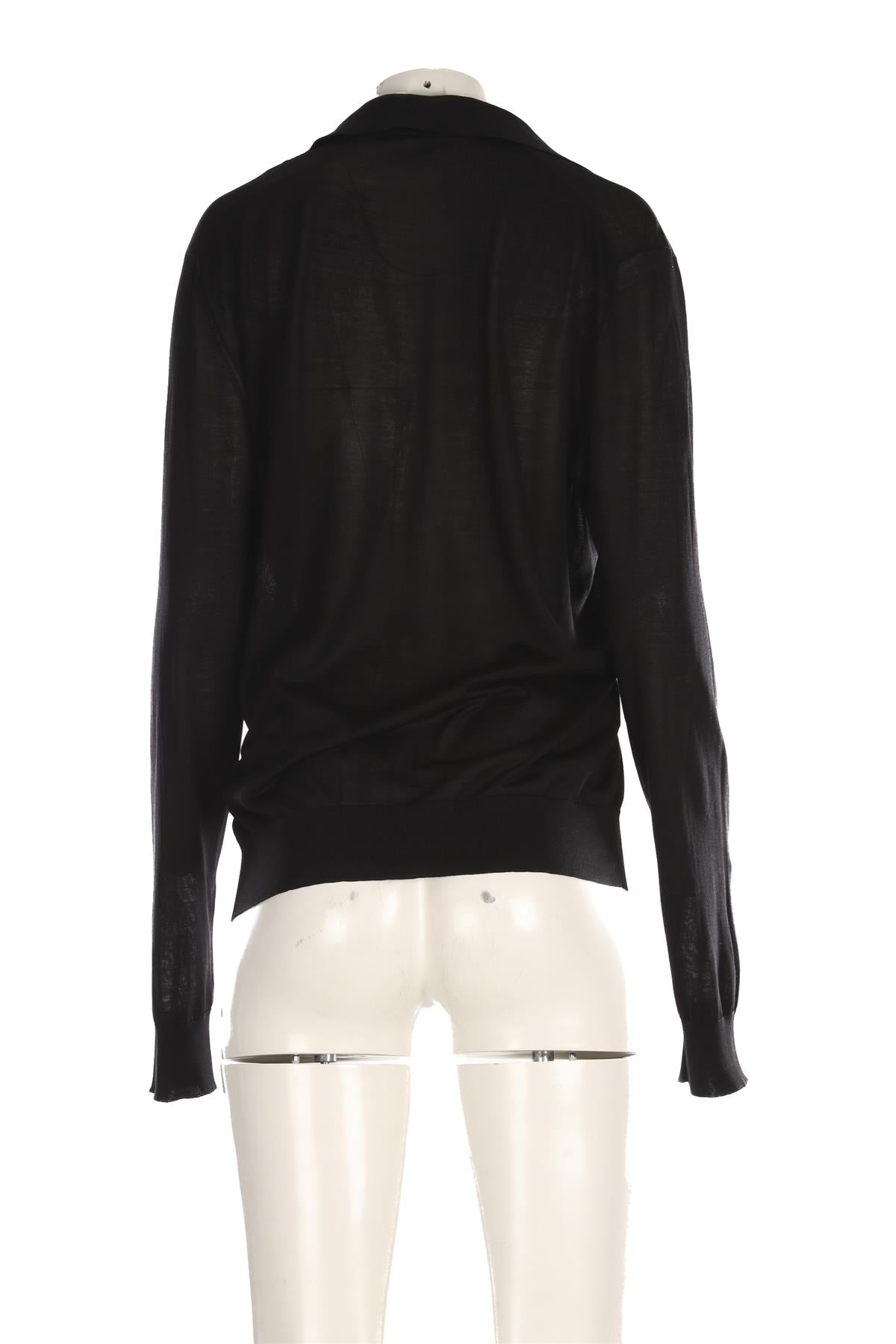 HERMÈS BLACK SILK POLO SWEATER LARGE