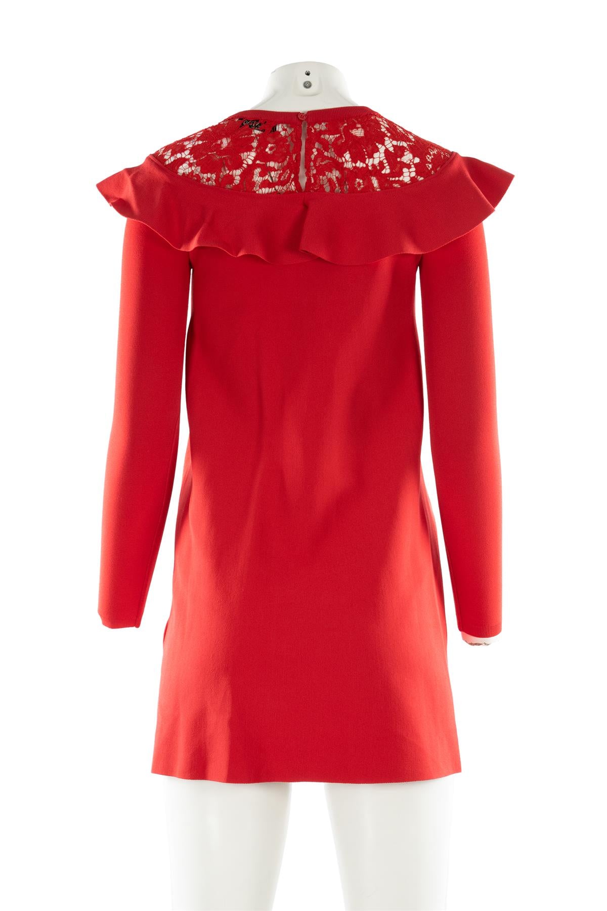 VALENTINO RED KNIT MINI DRESS XSMALL