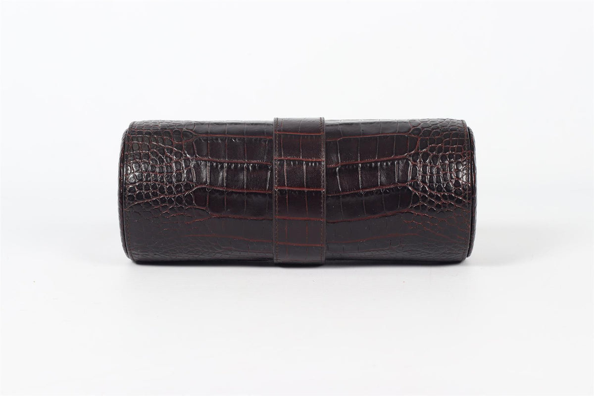 SMYTHSON OF BOND STREET CROC EFFECT LEATHER JEWELLERY CASE