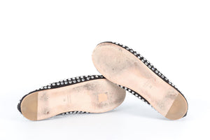 MIU MIU BLACK CRYSTAL BALLET FLATS EU 39.5 UK 6.5 US 9.5