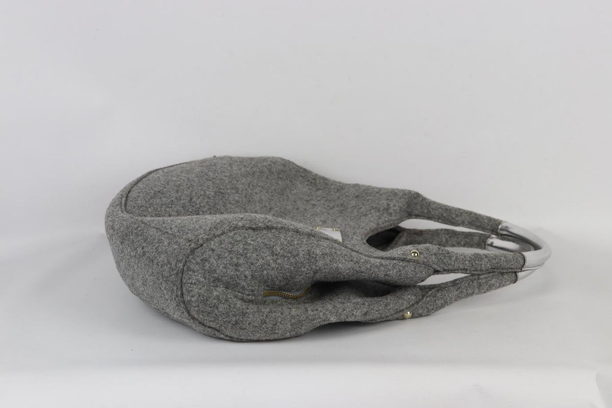 KATE SPACE LEATHER TRIMMED WOOL FELT SHOULDER BAG