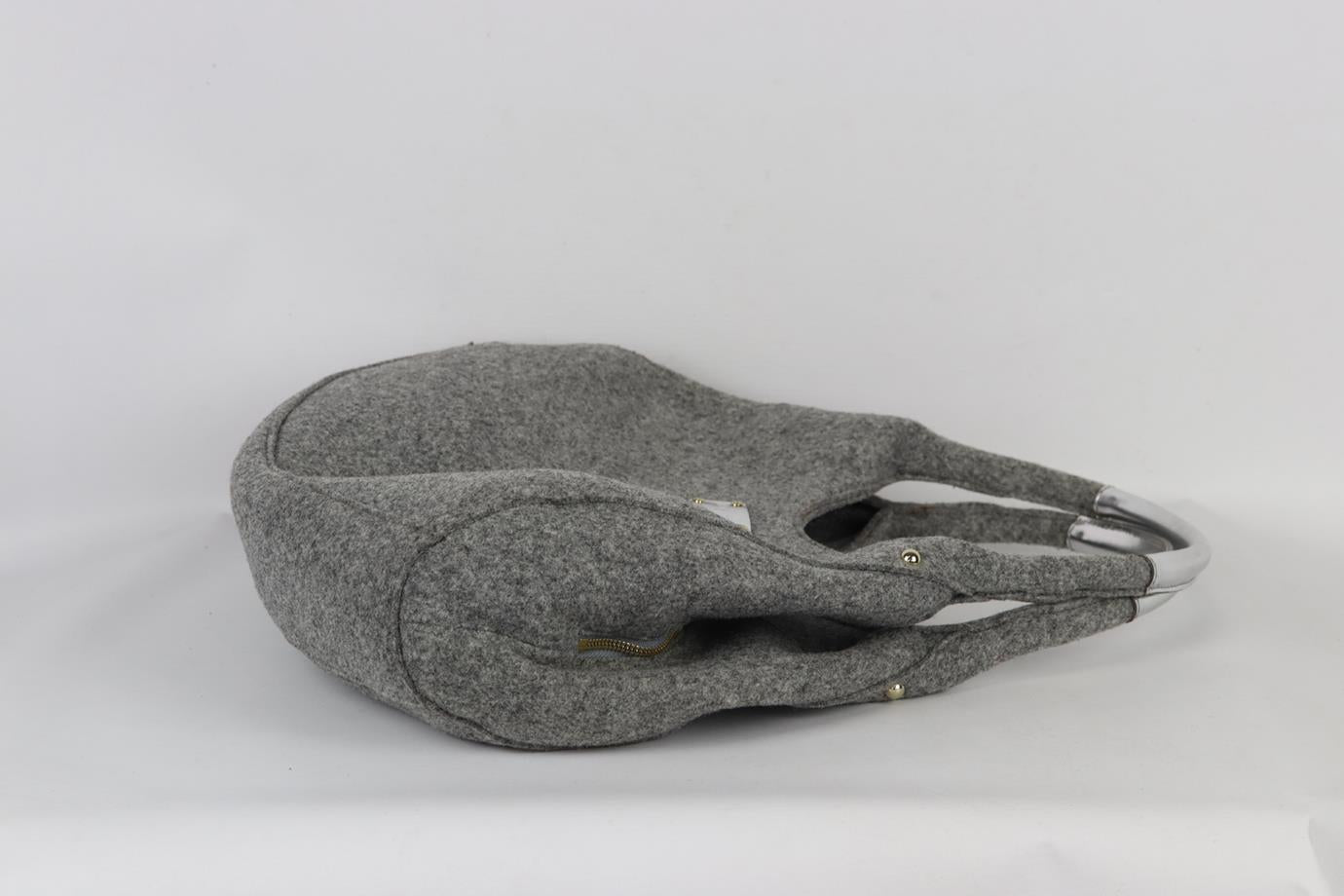 KATE SPACE LEATHER TRIMMED WOOL FELT SHOULDER BAG