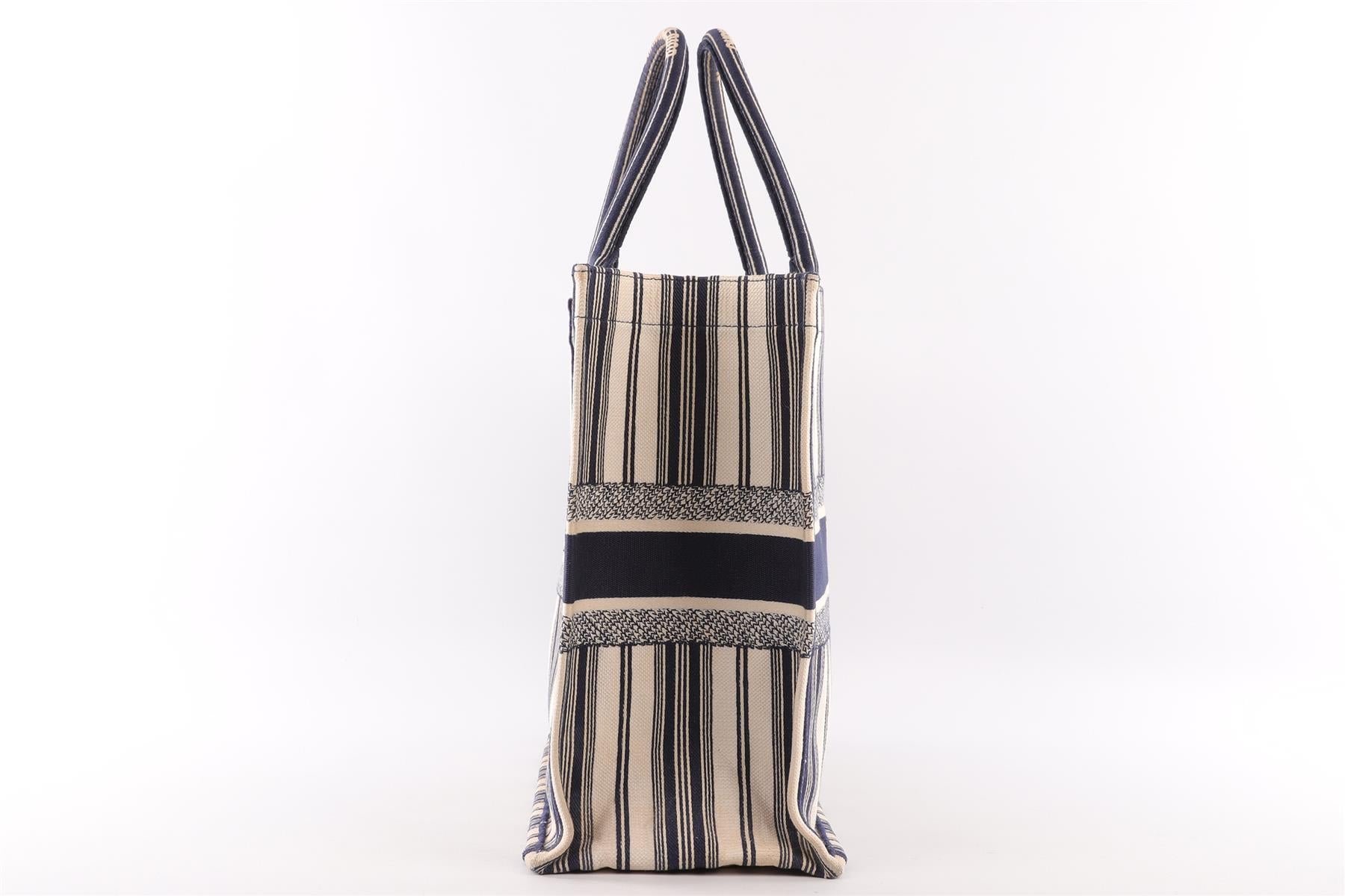 CHRISTIAN DIOR NAVY BOOK LARGE DIORIVIERA CANVAS TOTE BAG