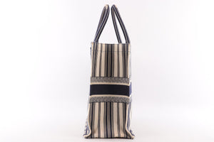 CHRISTIAN DIOR NAVY BOOK LARGE DIORIVIERA CANVAS TOTE BAG