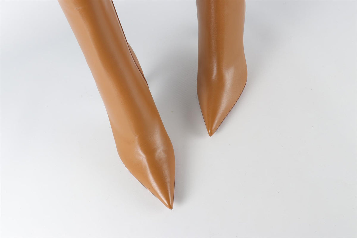 AMINA MUADDI BROWN GIORGIA LEATHER ANKLE BOOTS EU 37.5 UK 4.5 US 7.5