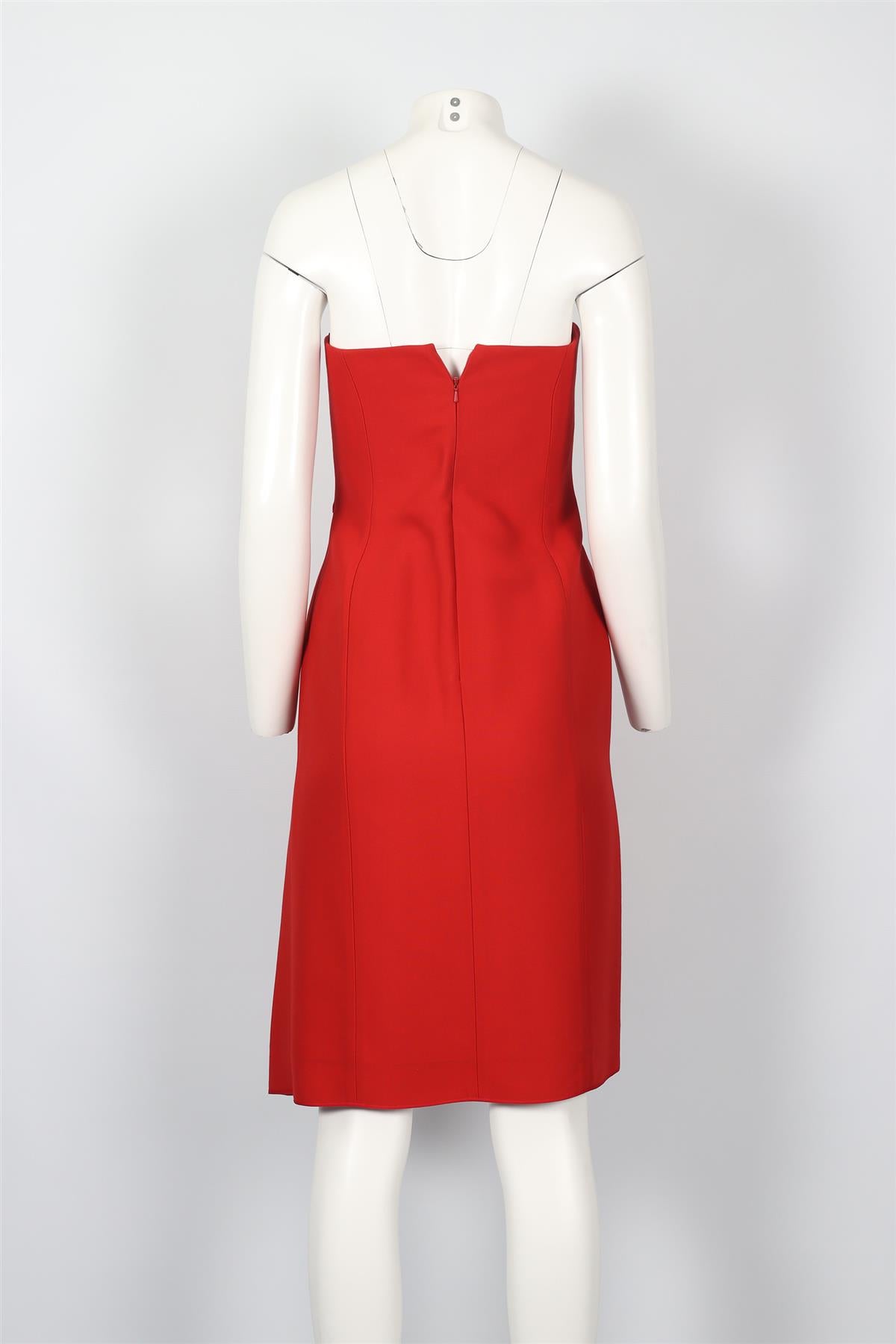 J.MENDEL RED WOVEN MIDI DRESS US 2 UK 6