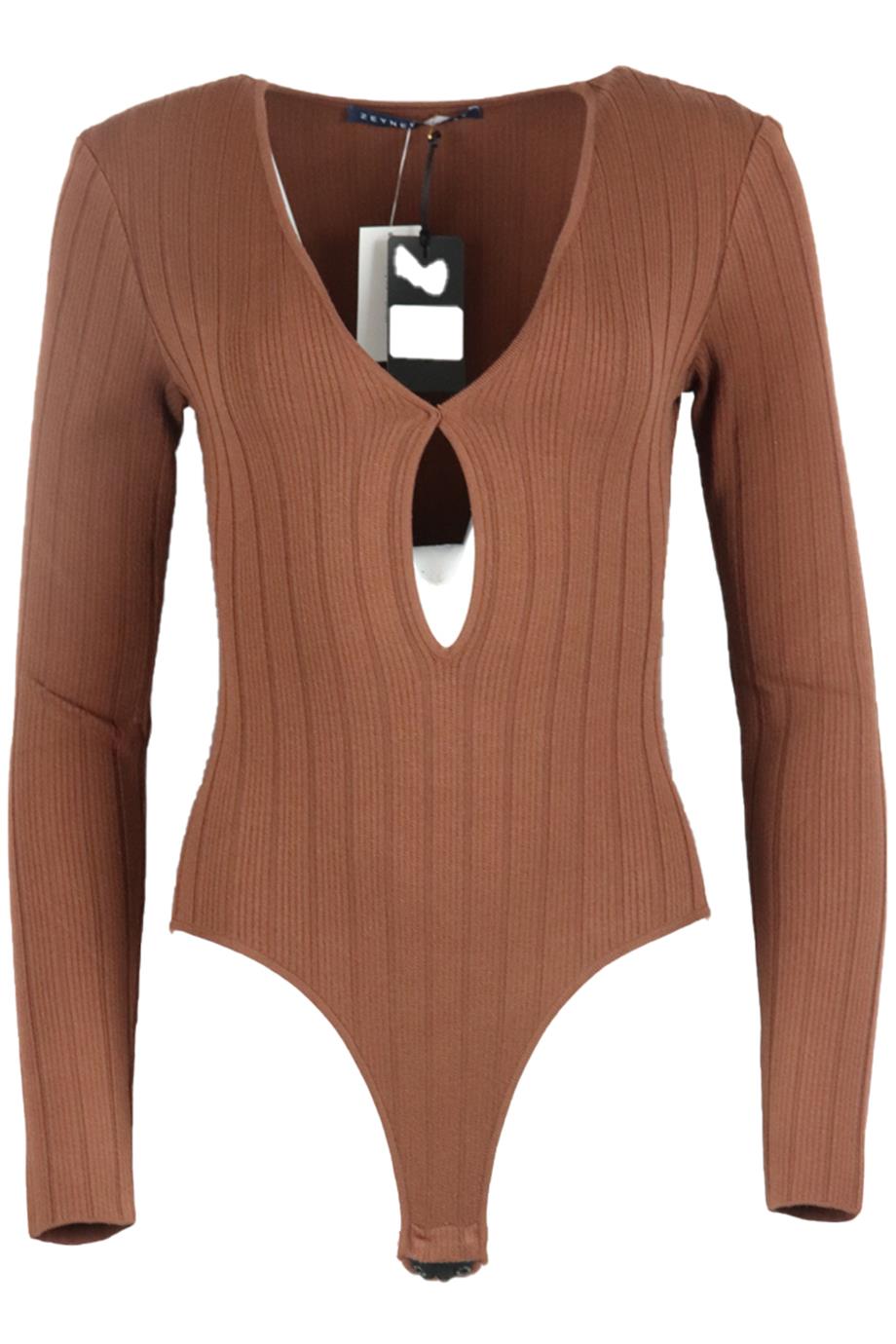 ZEYNEP ARCAY CUTOUT RIBBED STRETCH KNIT BODYSUIT US 4 UK 8