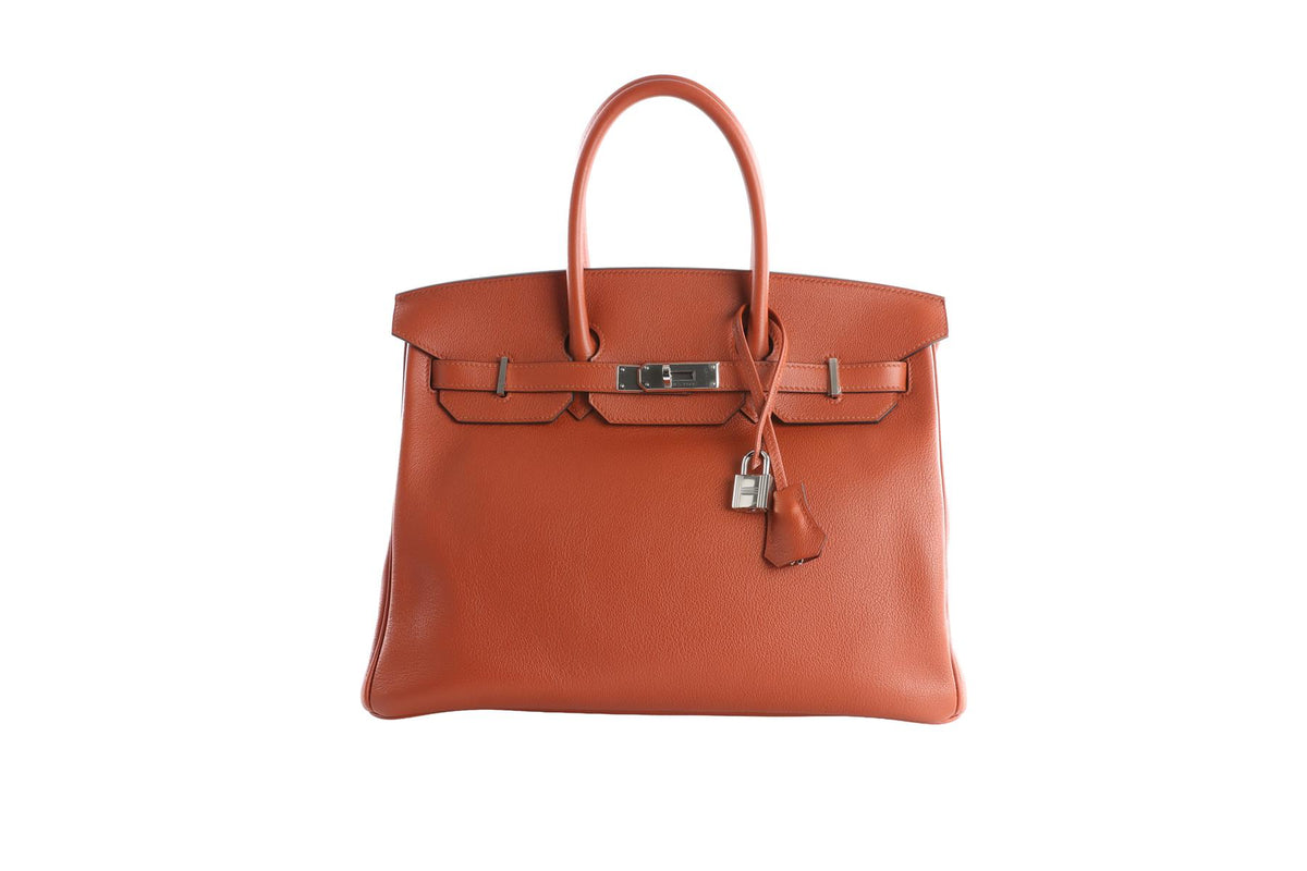 HERMÈS ORANGE 2017 BIRKIN 35CM TAURILLON NOVILLO LEATHER BAG