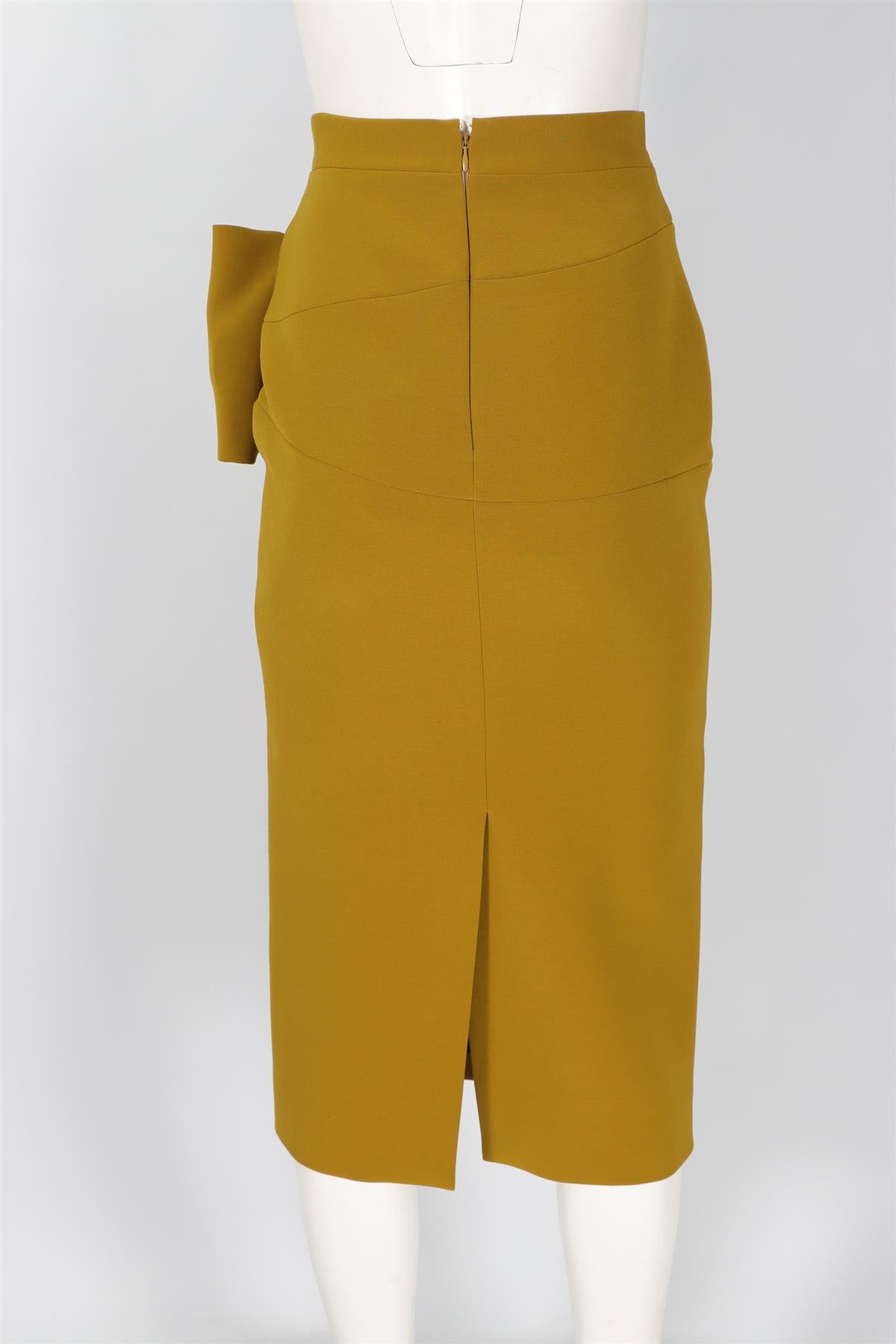 ROKSANDA GREEN CREPE MIDI SKIRT UK 8