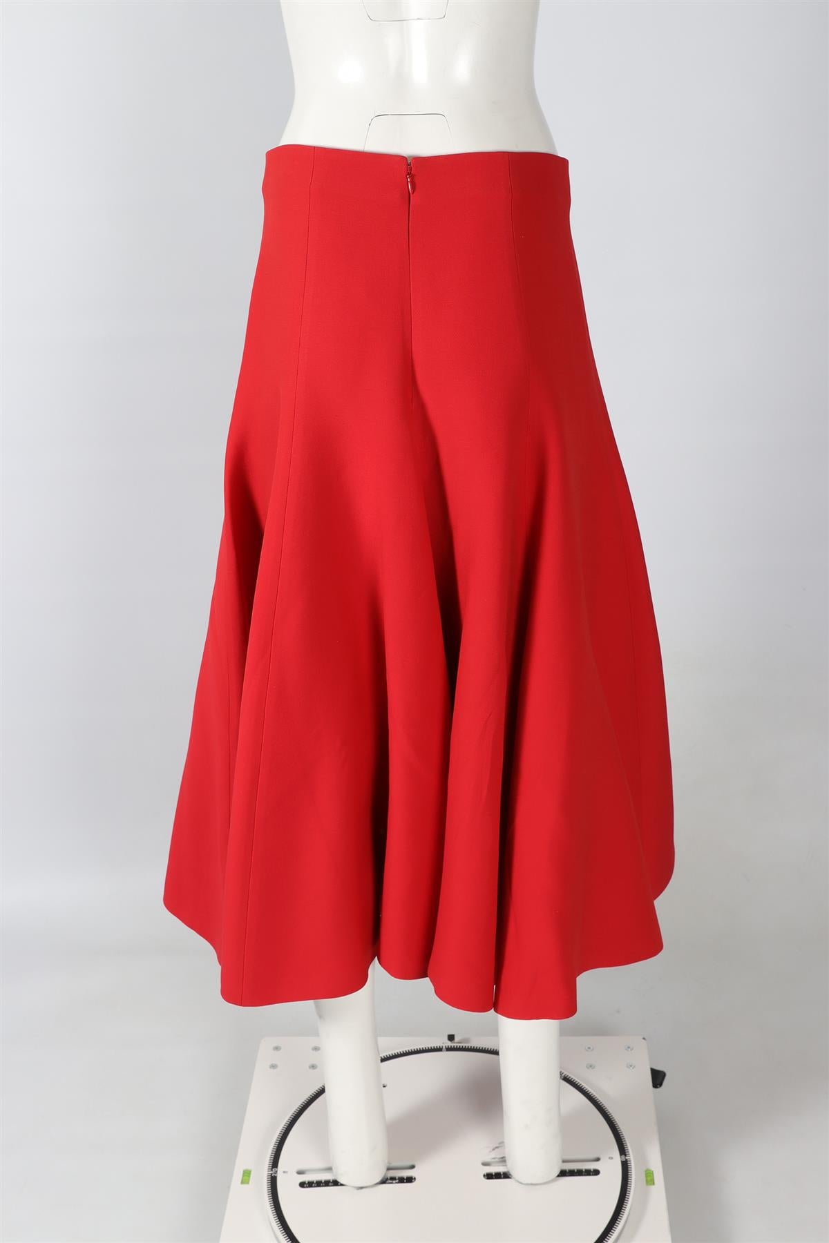 CHRISTIAN DIOR RED WOOL MIDI SKIRT FR 42 UK 14