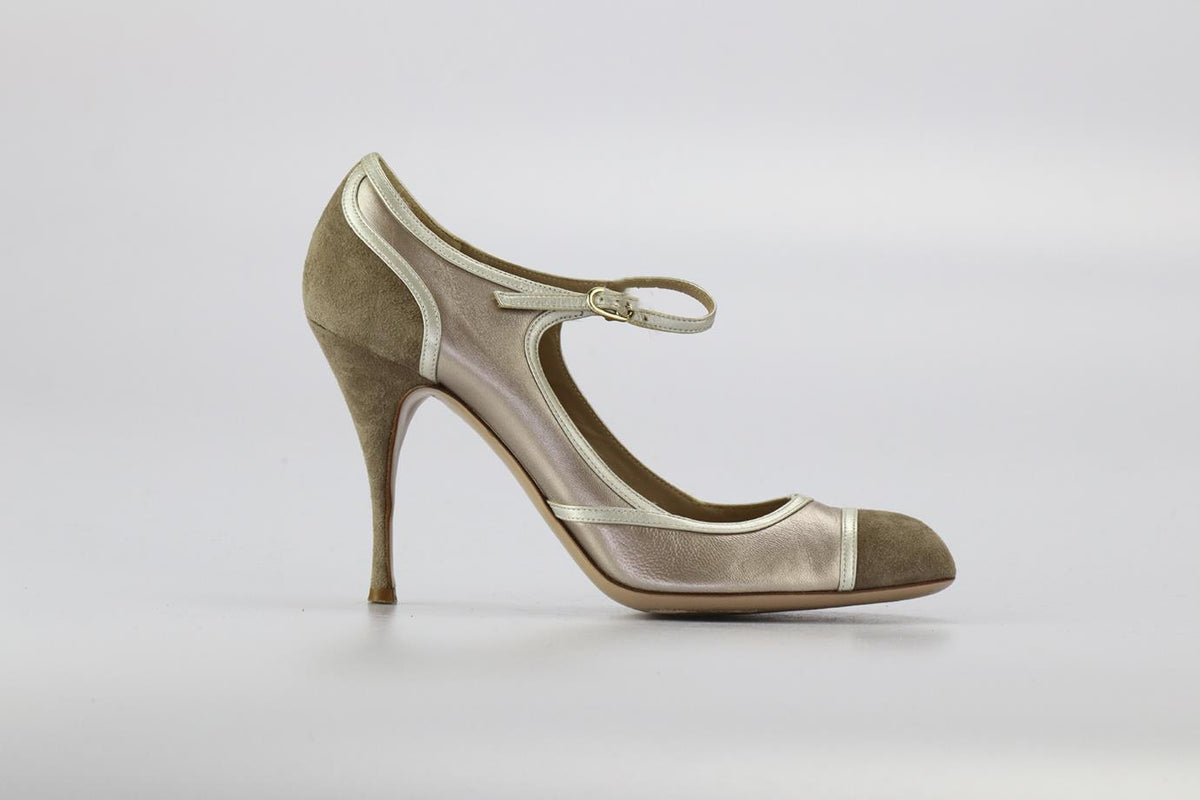 VALENTINO GARAVANI SUEDE AND LEATHER PUMPS EU 38 UK 5 US 8