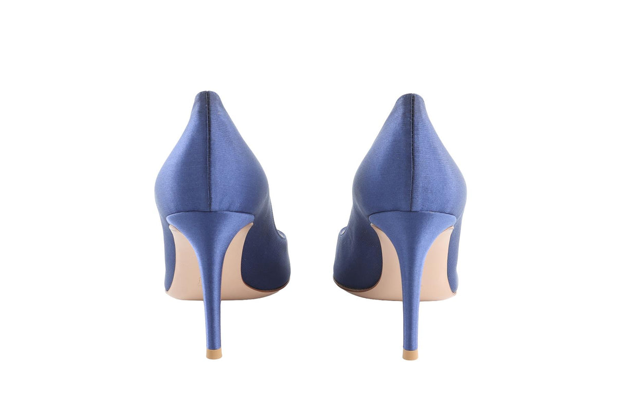 GIANVITO ROSSI BLUE SATIN PUMPS EU 38 UK 5