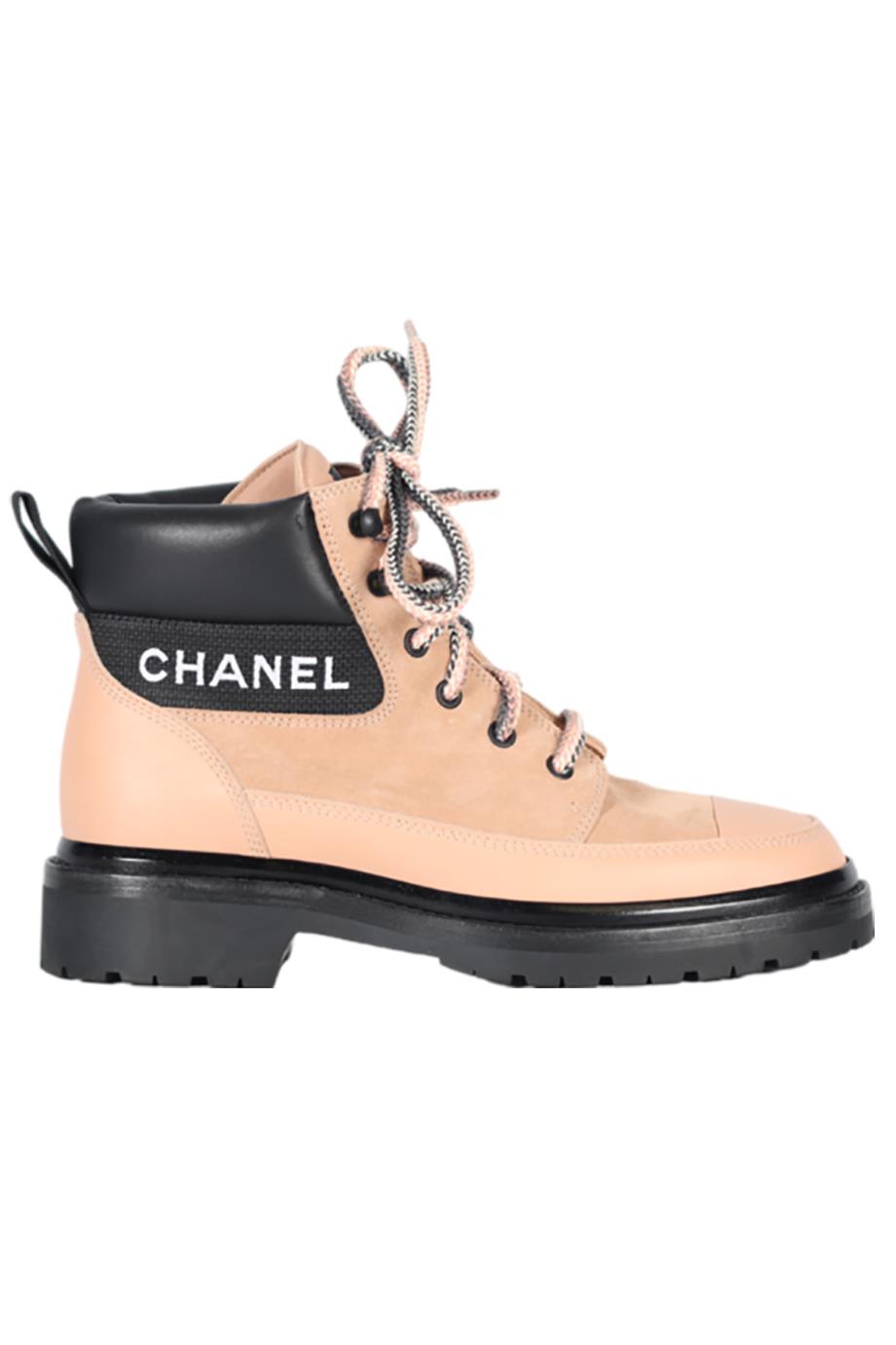 CHANEL 2020 SUEDE AND LEATHER ANKLE BOOTS EU 38 UK 5 US 8