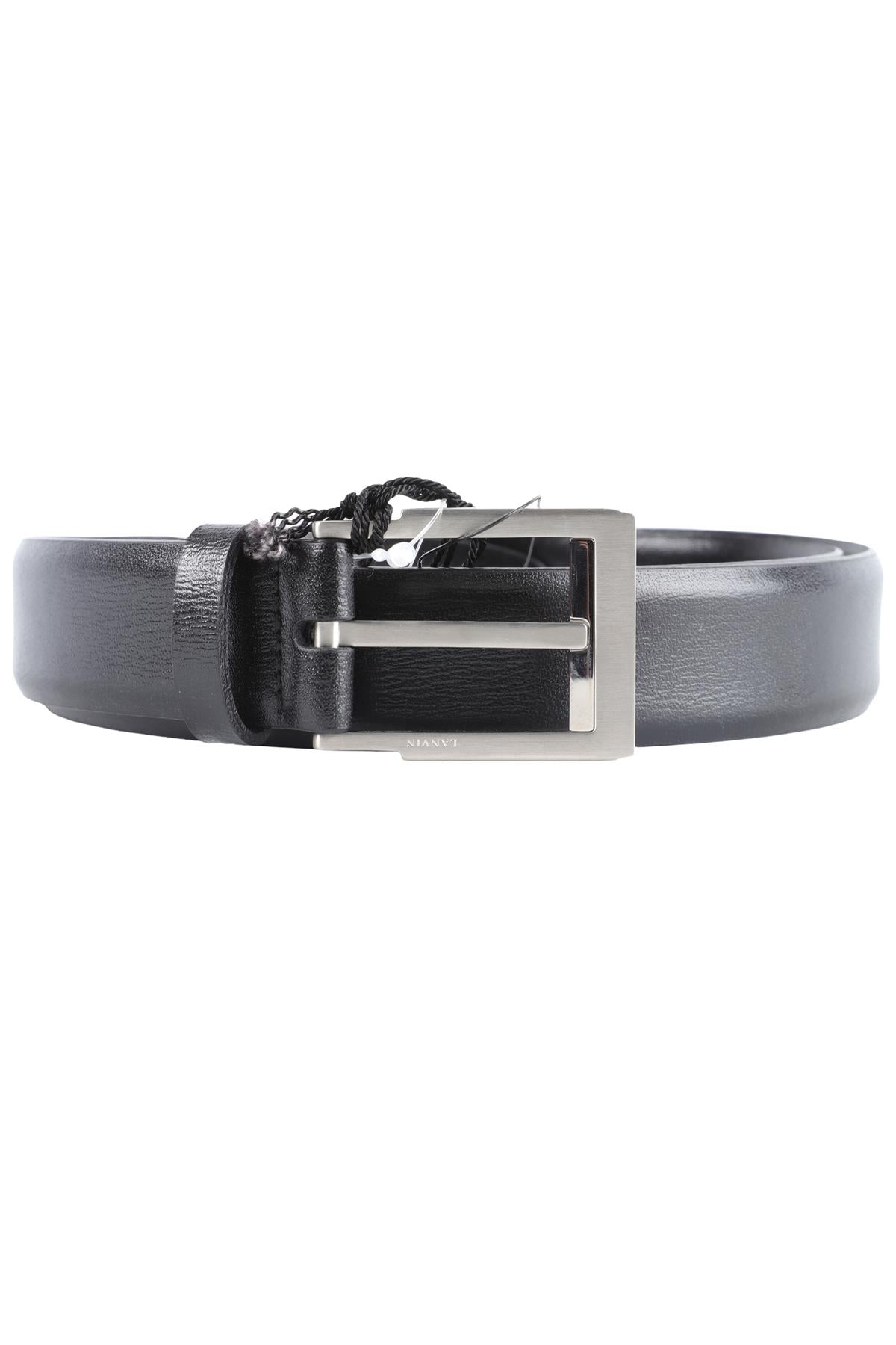 LANVIN BLACK MEN'S LEATHER BELT 105 CM