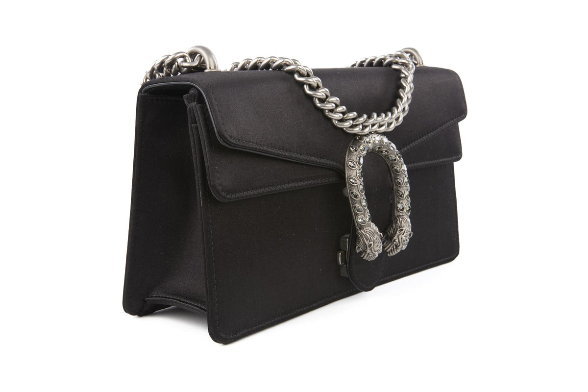 GUCCI BLACK DIONYSUS SMALL SATIN SHOULDER BAG