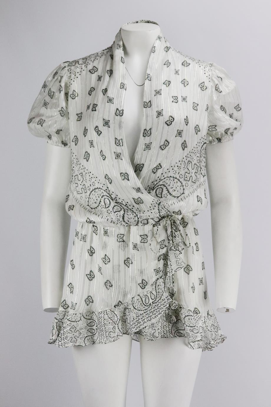 ROCOCO SAND WRAP EFFECT PRINTED SATIN MINI DRESS SMALL