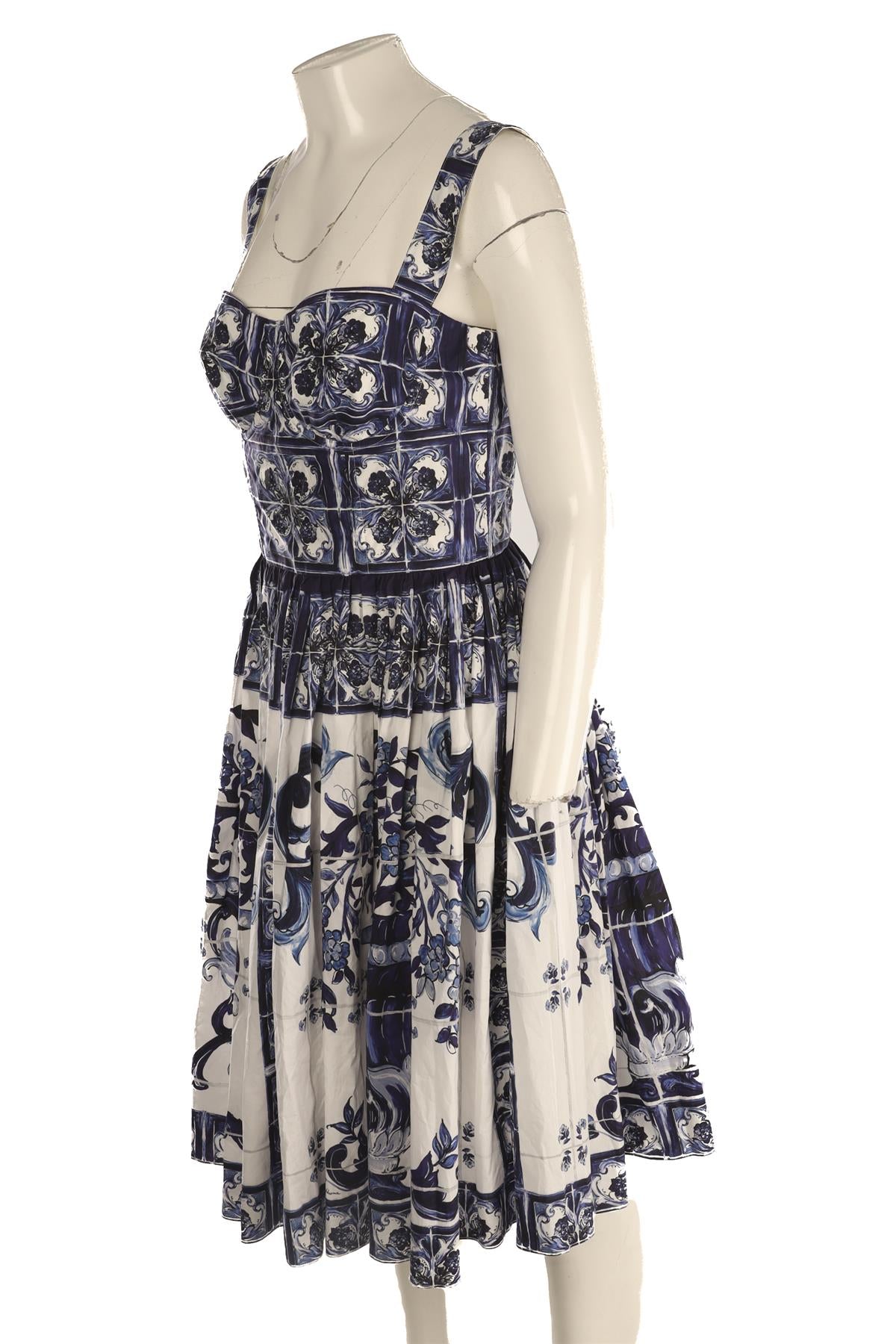 DOLCE & GABBANA BLUE COTTON MIDI DRESS IT 44 UK 12