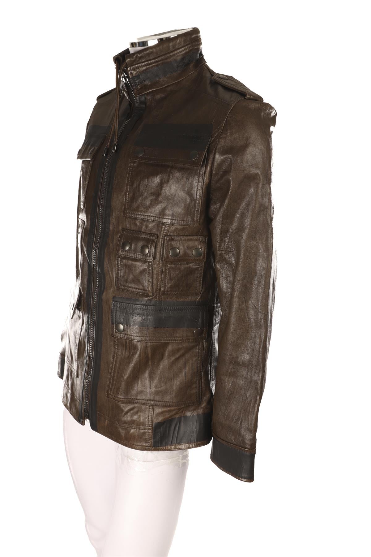 DOLCE & GABBANA MENS KHAKI LEATHER JACKET UK 38
