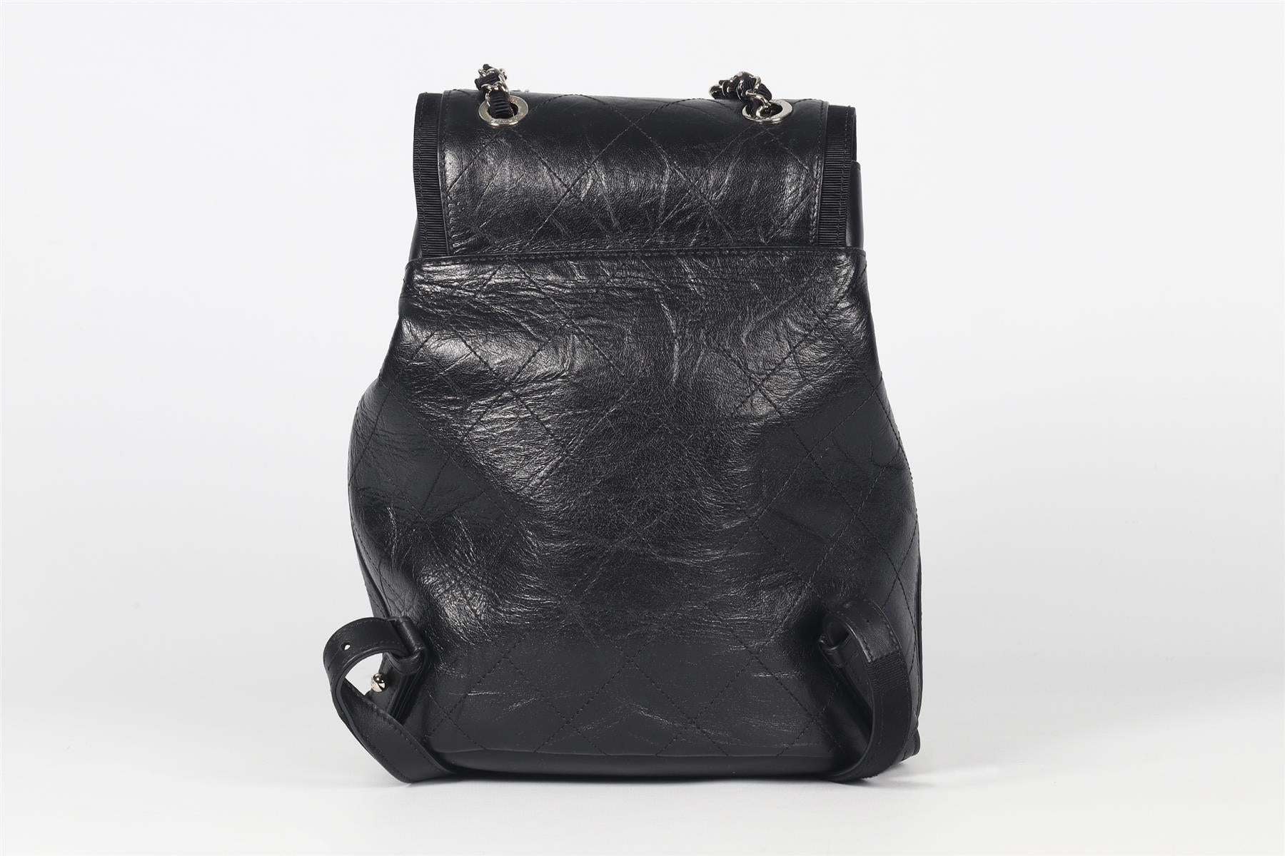 CHANEL BLACK 2018 GRAINED CRUMPLED CALFSKIN LEATHER BACKPACK