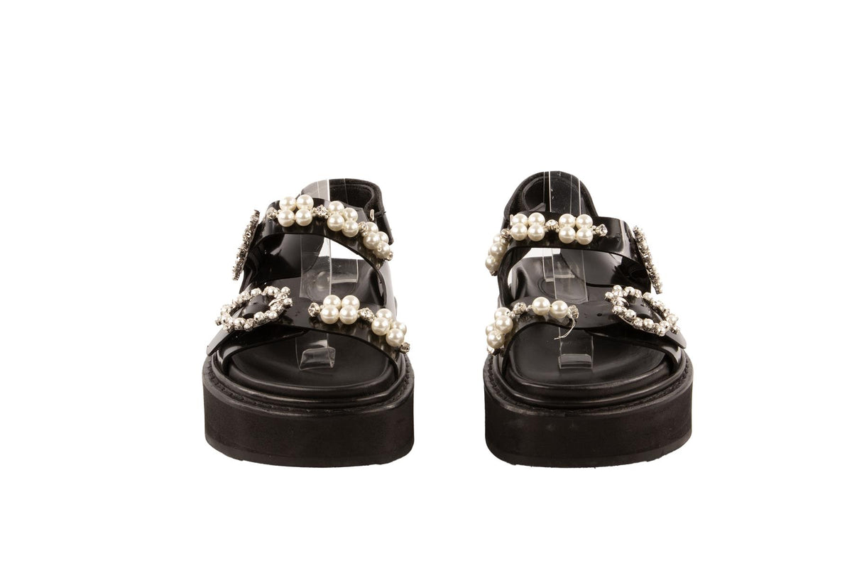 SIMONE ROCHA BLACK LEATHER PLATFORM SANDALS EU 40 UK 7 US 10