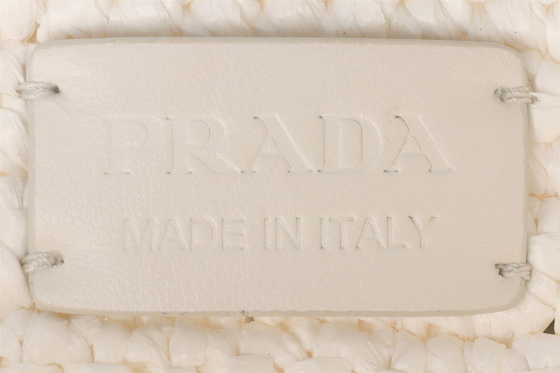 PRADA WHITE RAFFIA TOTE BAG