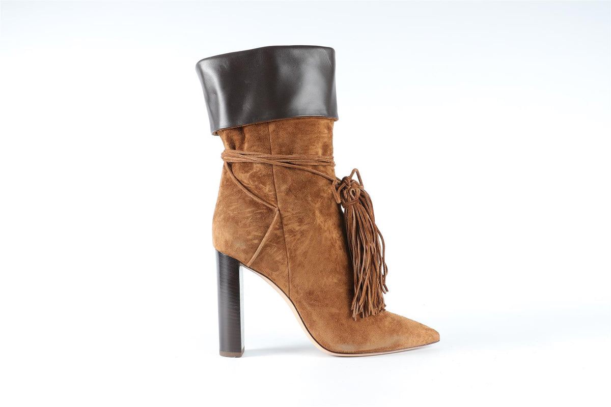 SAINT LAURENT BROWN SUEDE ANKLE BOOTS EU 39.5 UK 6.5 US 9.5