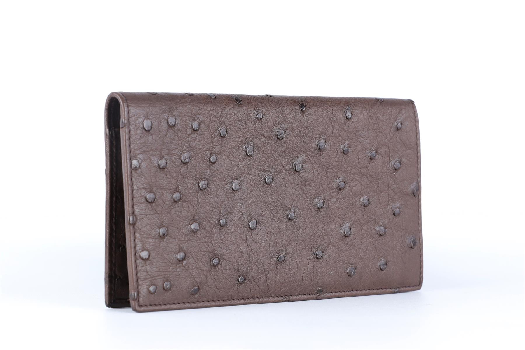 GUCCI BROWN OSTRICH LEATHER WALLET