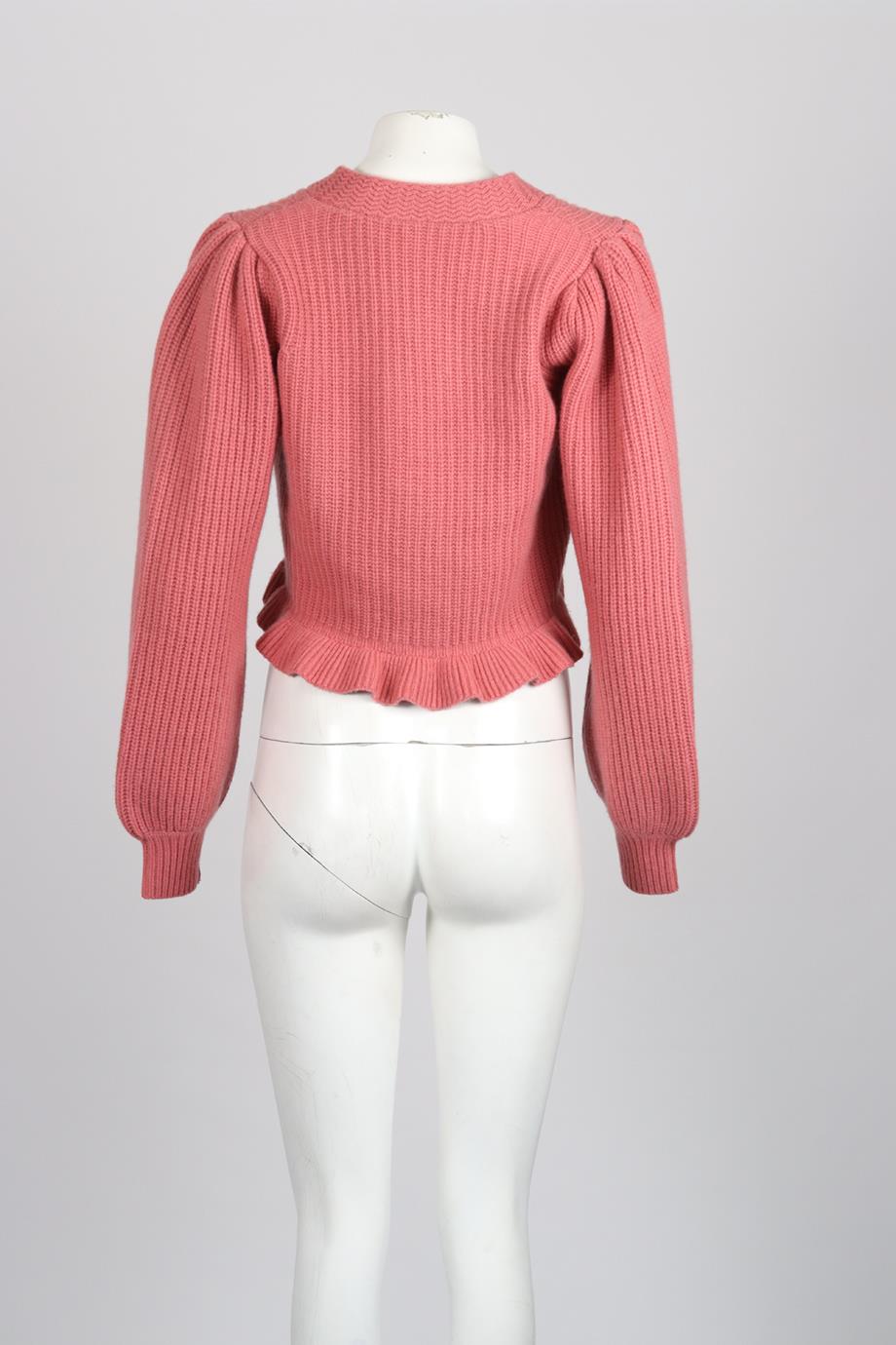 LOVESHACKFANCY RIBBED CASHMERE BLEND CARDIGAN SMALL