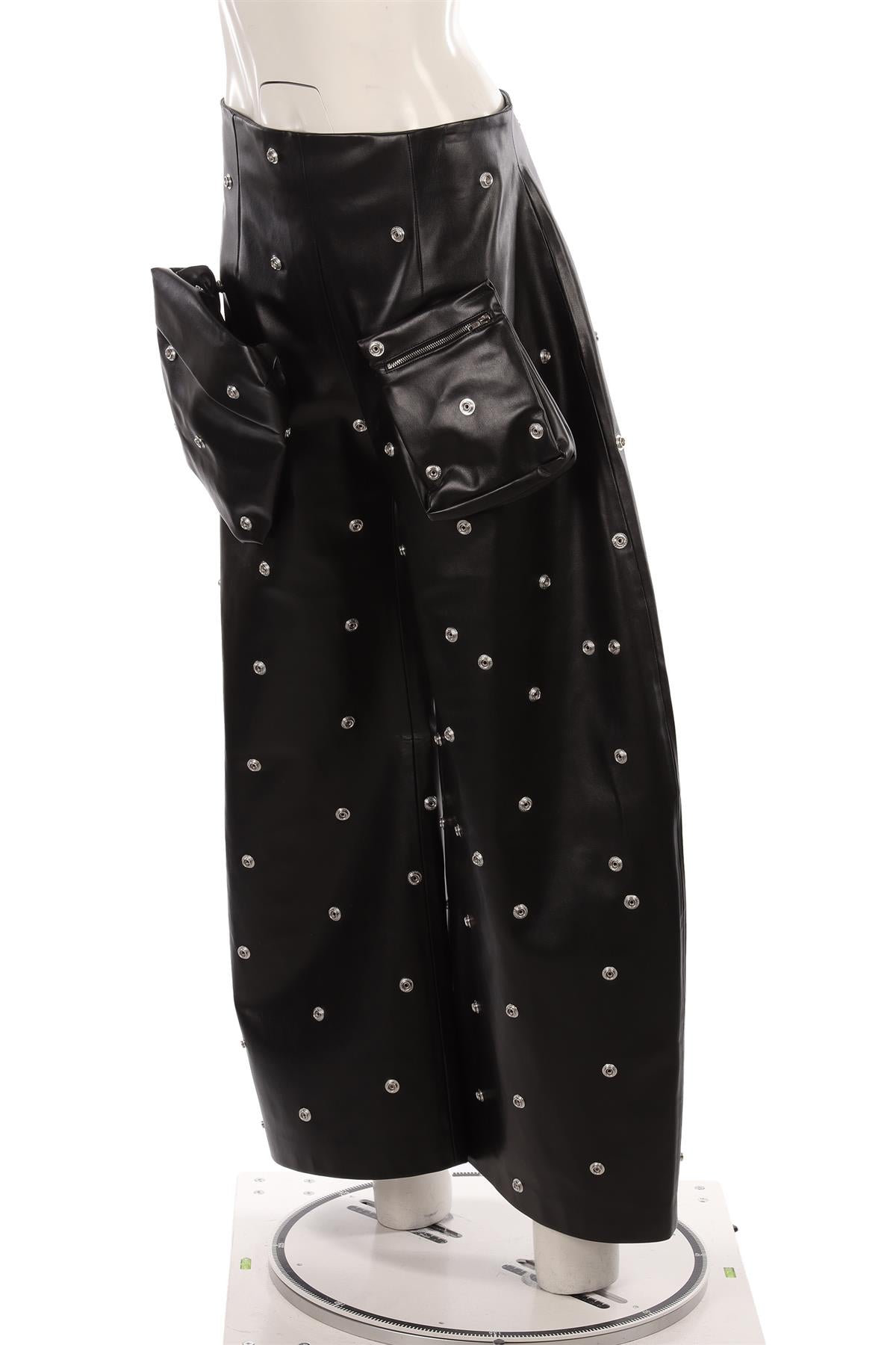 A.W.A.K.E MODE BLACK FAUX LEATHER BARREL LEG PANTS FR 44 UK 16