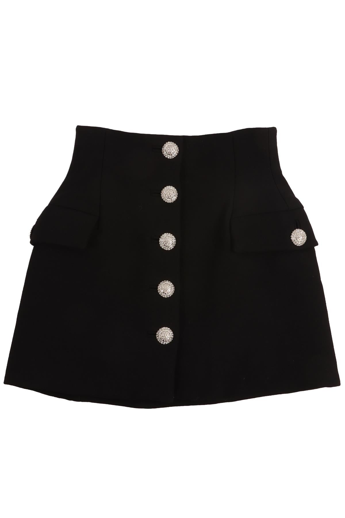 ALESSANDRA RICH BLACK WOOL MINI SKIRT IT 38 UK 6
