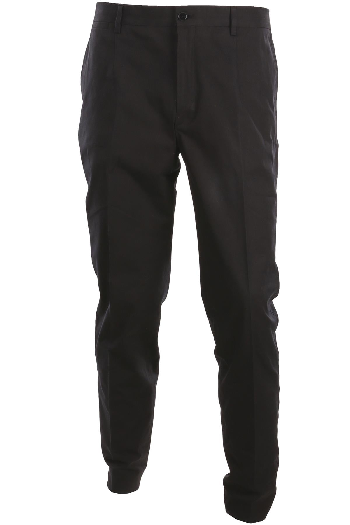 DOLCE & GABBANA BLACK COTTON STRAIGHT LEG PANTS IT 50 UK 34