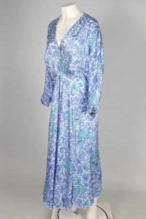 POUPETTE ST BARTH BLUE SATIN MAXI DRESS MEDIUM