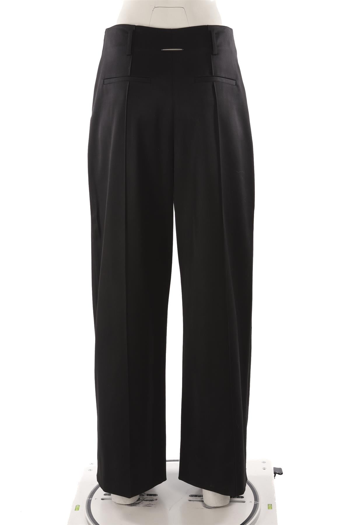 GRACE LING BLACK WOOL WIDE LEG PANTS FR 40 UK 12