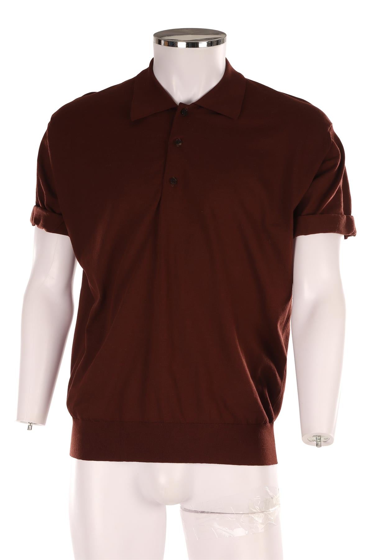 AURALEE BURGUNDY MEN'S COTTON POLO SHIRT JP 4 UK/US 32