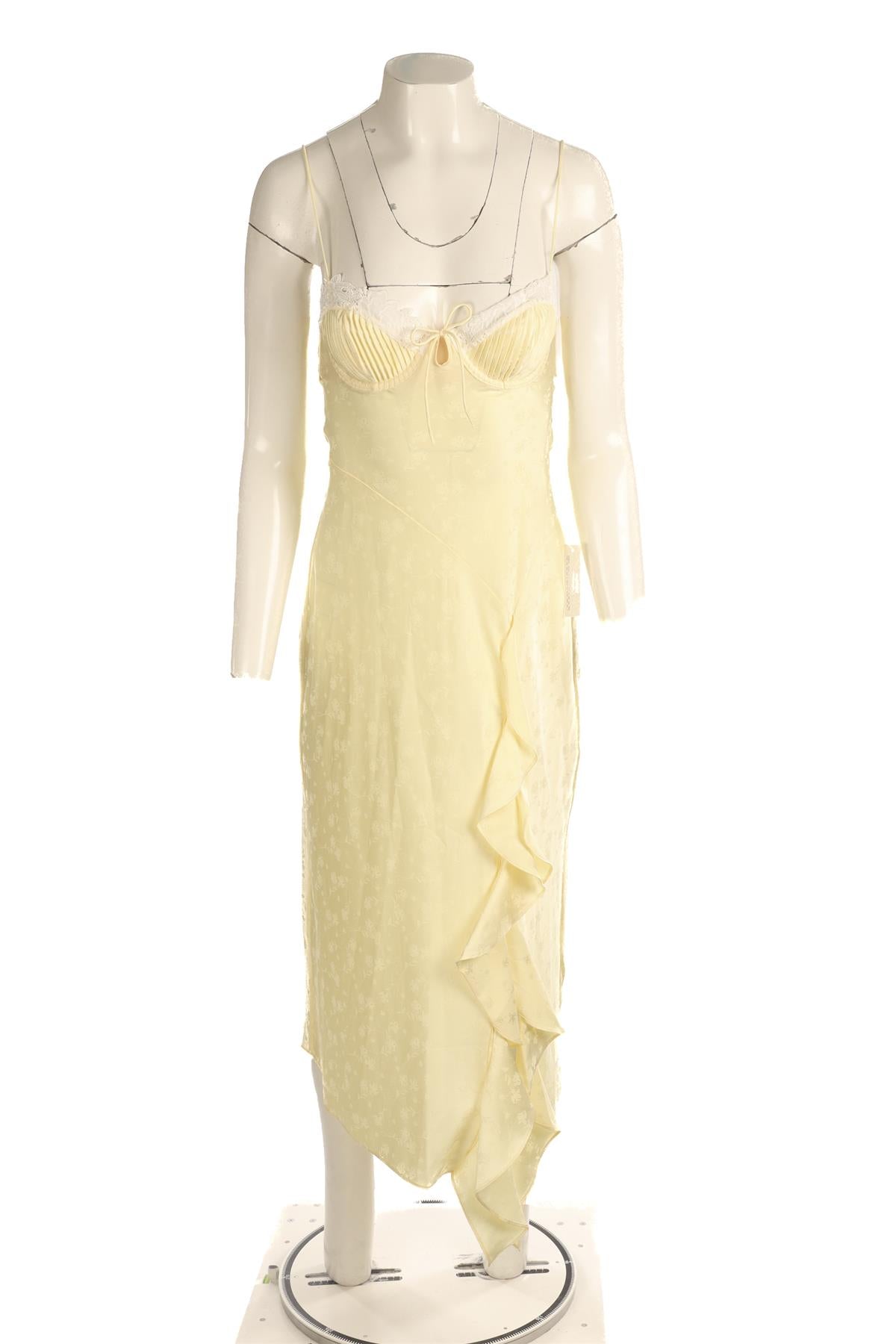 FOR LOVE & LEMONS YELLOW SATIN MAXI DRESS XSMALL