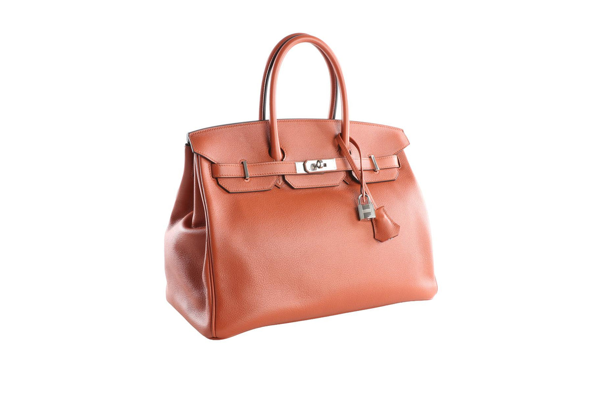 HERMÈS ORANGE 2017 BIRKIN 35CM TAURILLON NOVILLO LEATHER BAG