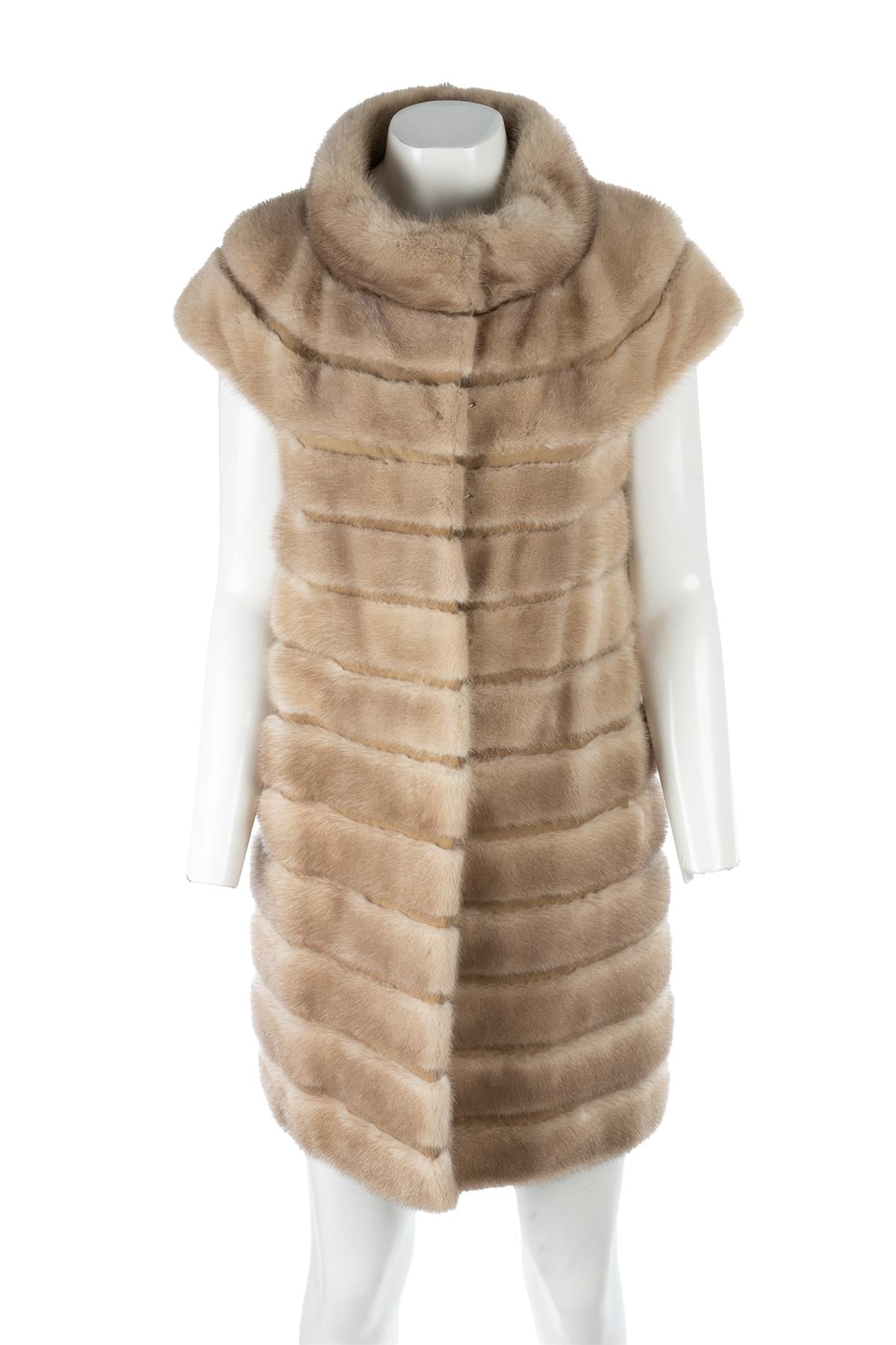 PINKO BEIGE MINK FUR COAT IT 40 UK 8