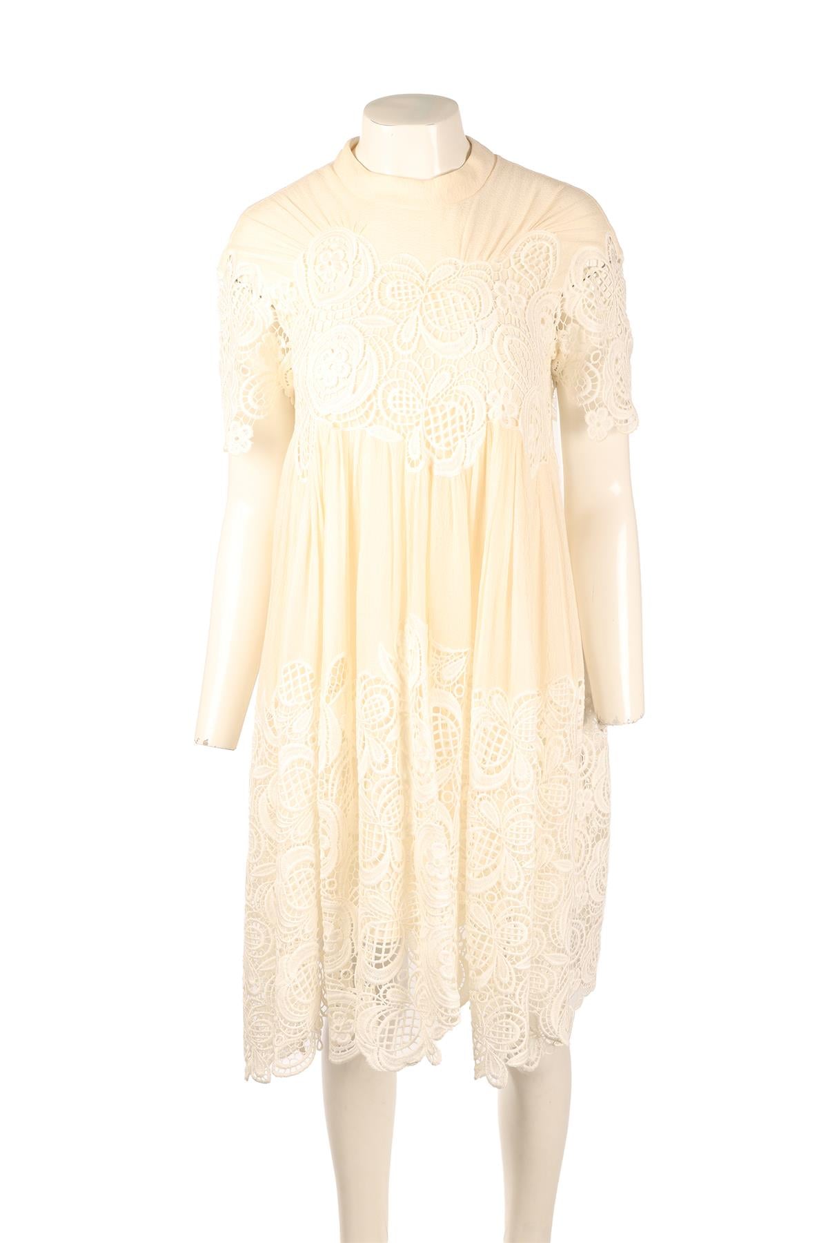 CHLOÉ CREAM SILK MINI DRESS FR 36 UK 8