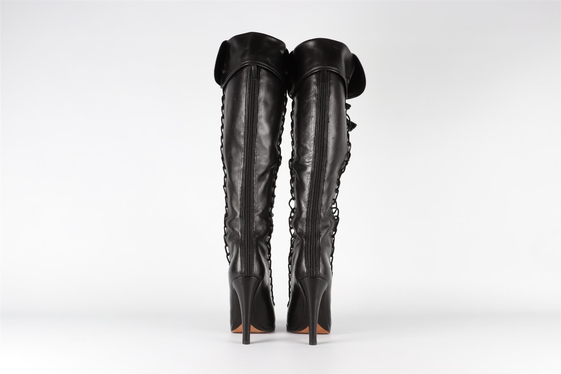 TABITHA SIMMONS BLACK LEATHER KNEE HIGH BOOTS EU 38 UK 5 US 8