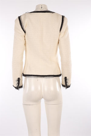 CHANEL IVORY 2009 COTTON JACKET FR 40 UK 12