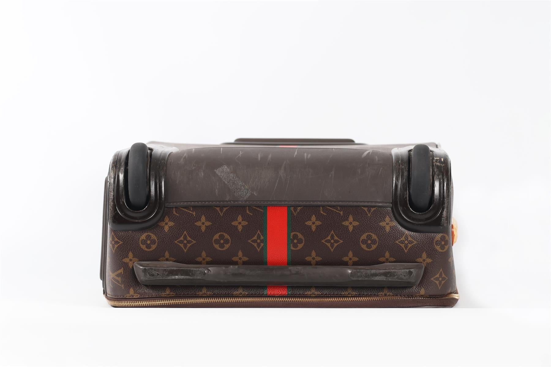 LOUIS VUITTON BROWN 2010 PEGASE 55 COATED CANVAS SUITCASE