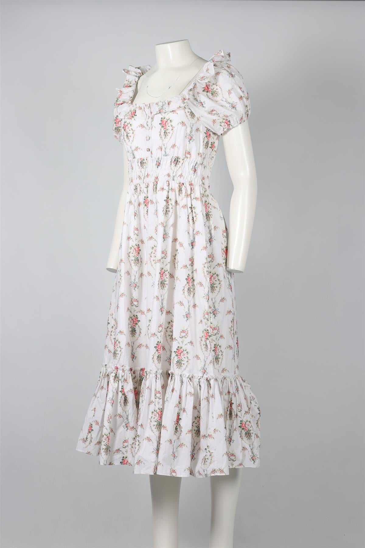 LOVESHACKFANCY MULTI COTTON MIDI DRESS SMALL